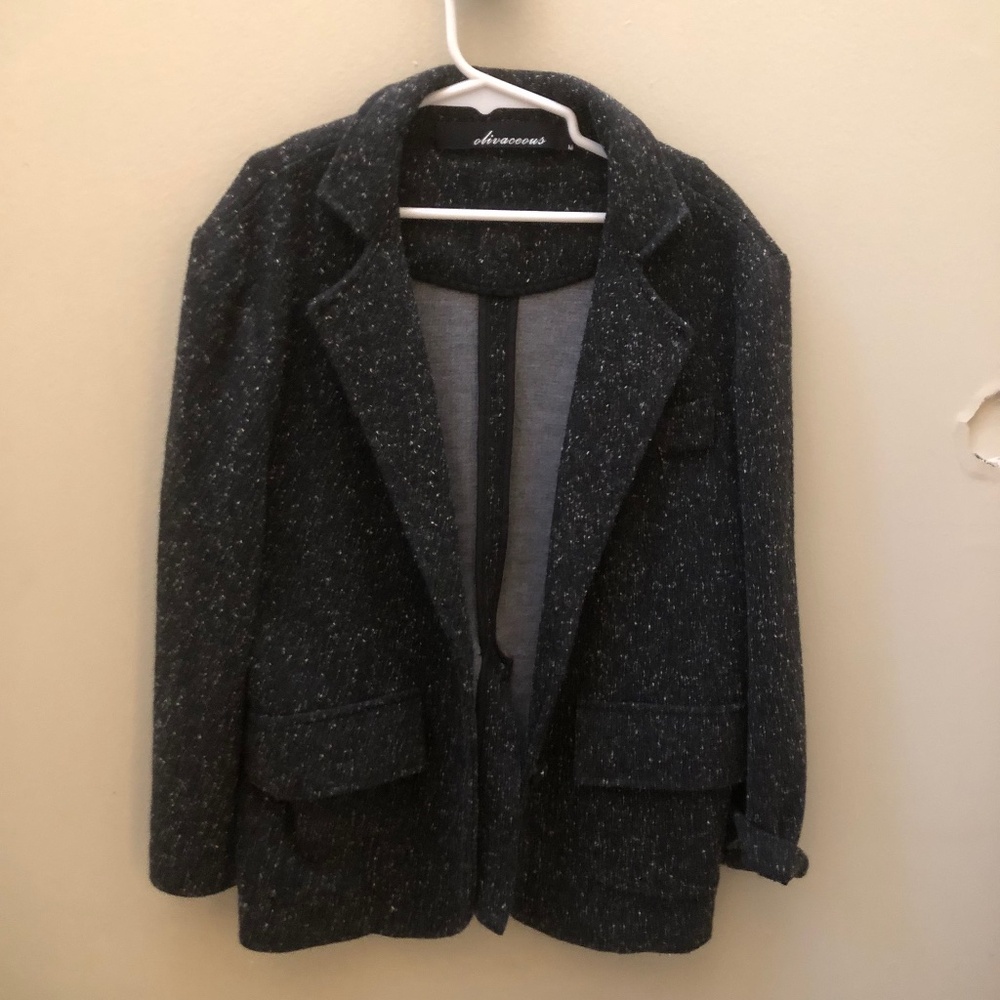 Olivaceous Girls Blazer Black White Speckles Sz M Jacket